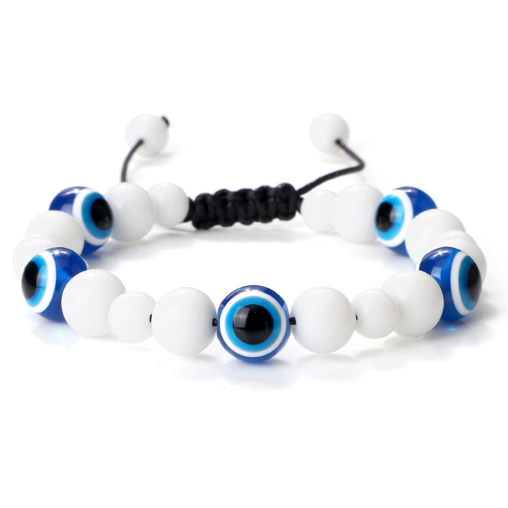 Wholesale  Jewelry Accessories 10mm Volcanic Rock Bracelet Turkey Devil' s Eye Beaded Hand Rope Adjustable