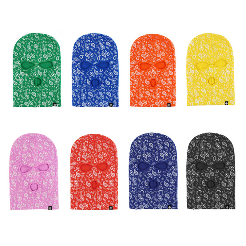 Wholesale Warm Knitted Hat Cashew Flower Three Hole Ear Protection Coldproof Cycling Mask