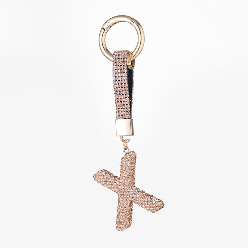 Wholesale Pottery Clay Water Diamond Alloy Dot Diamond Letter Keychain