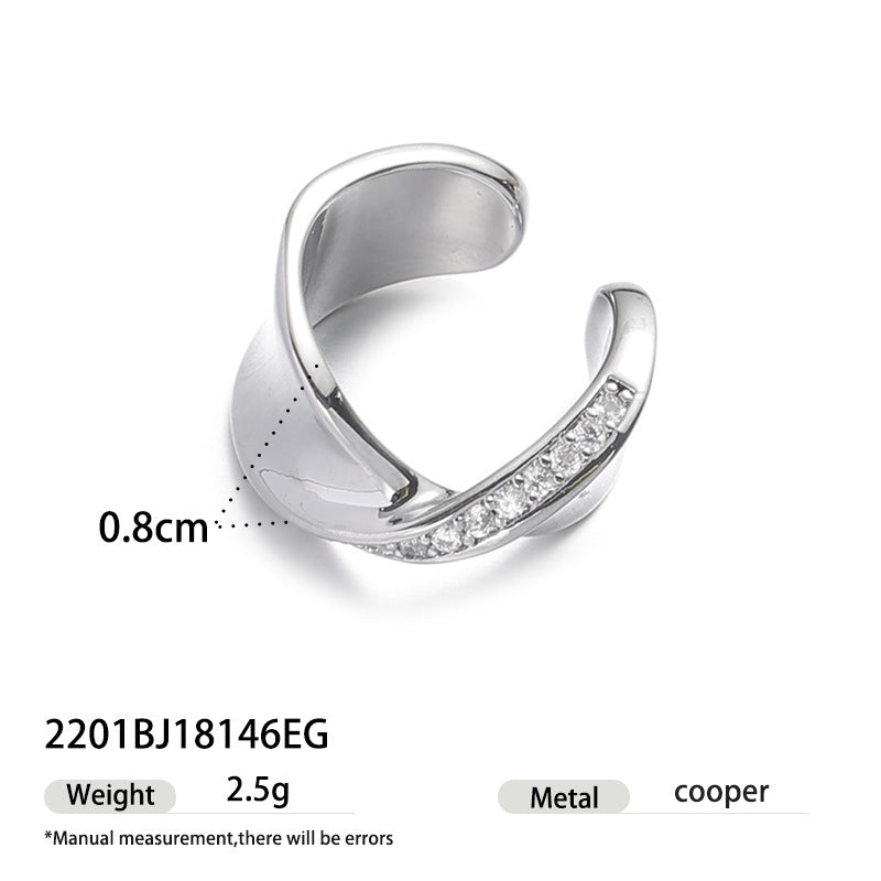 Wholesale Unique Irregular Shape Zirconium No Ear Bone Clip Earrings