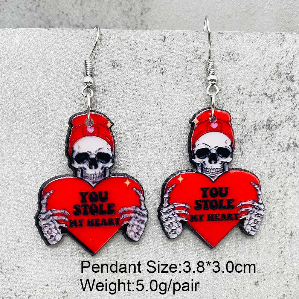 Wholesale Valentine's Day Horror Love Ghost Bull Head Acrylic Earrings