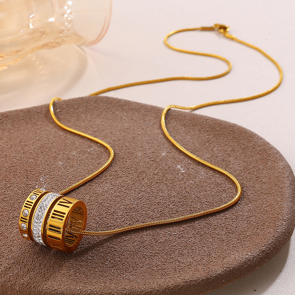 Wholesale Diamond-Encrusted Small Waist Pendant Stainless Steel Luxury Necklace