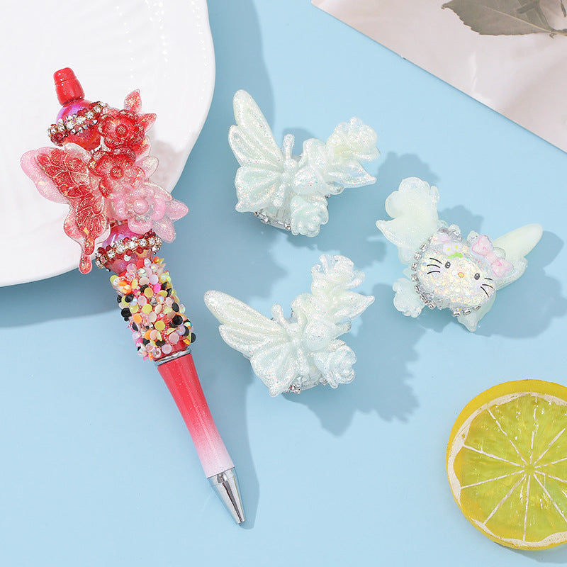 Wholesale 10pcs cartoon bead pen butterfly loose beads accessories