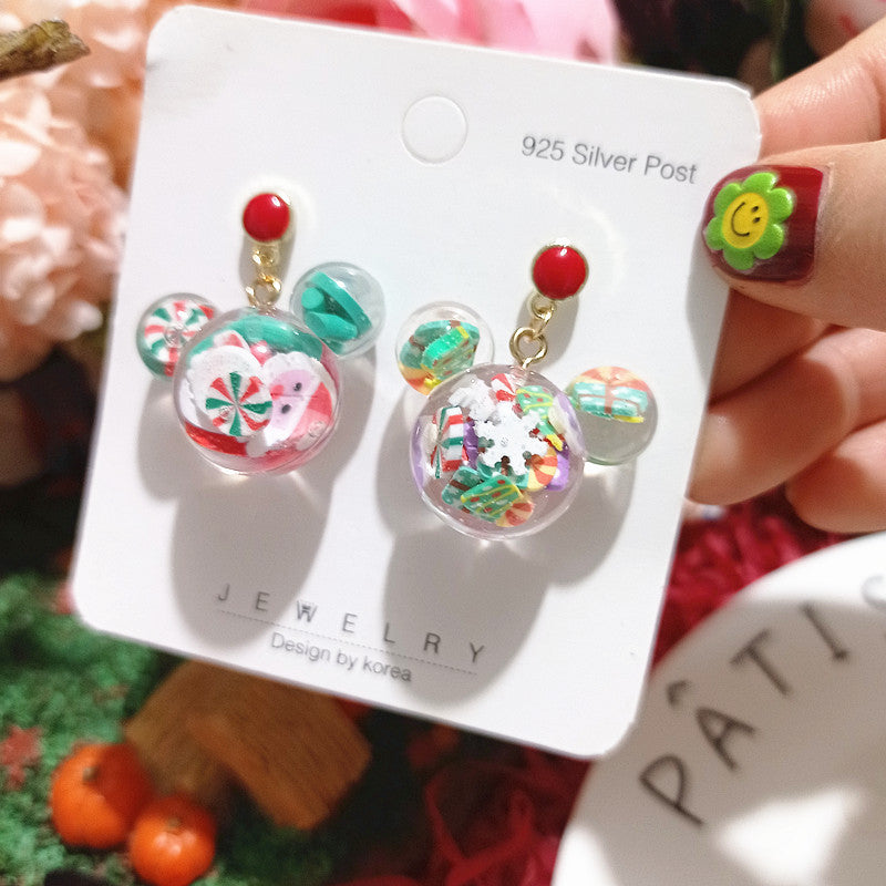 Wholesale Christmas Series Hand-made Epoxy Soft Ceramic Cartoon Shaped Earrings