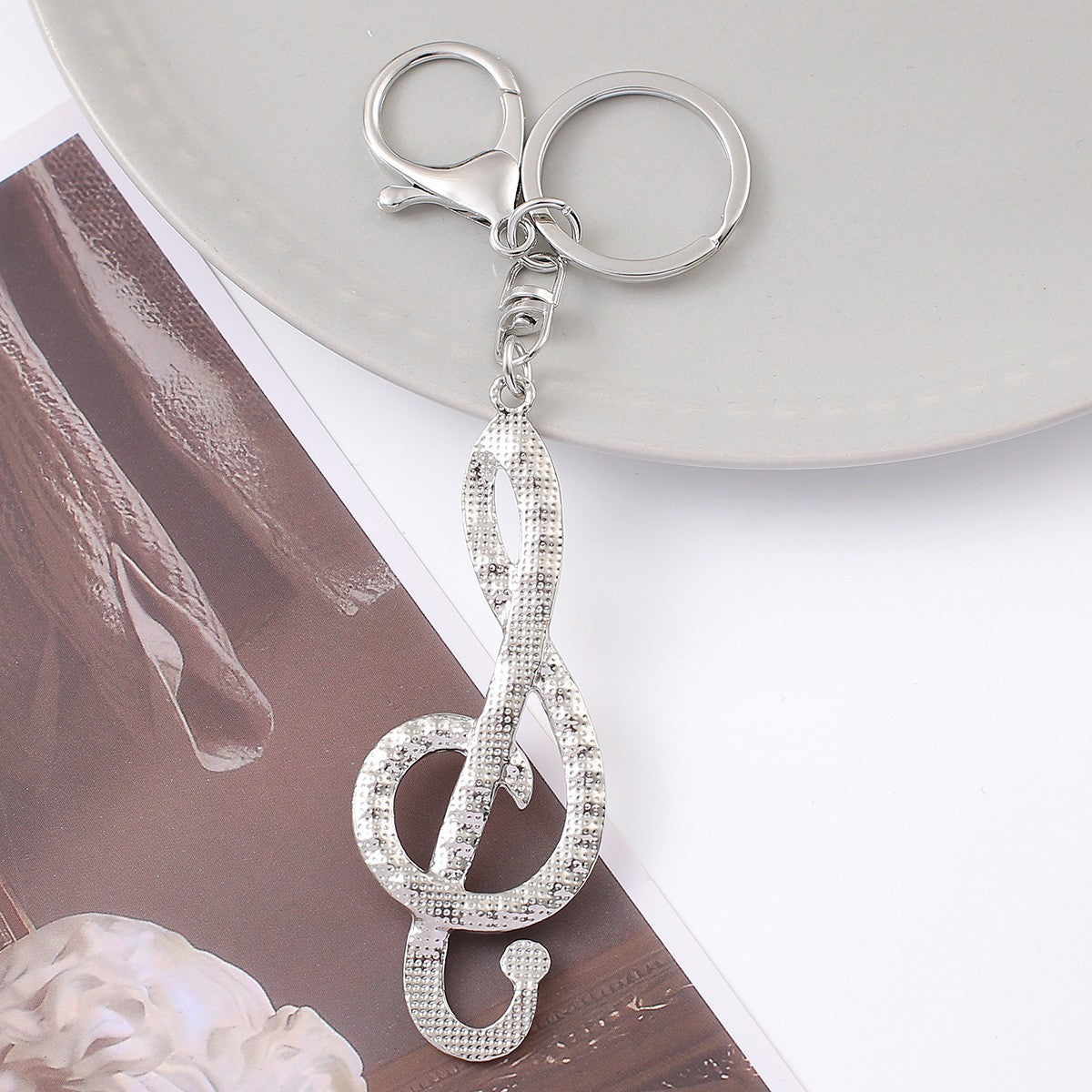 Wholesale Gold silver note studded diamond metal keychain
