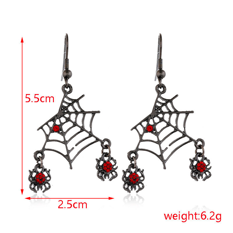 Wholesale Halloween Scary Funny Spider Pumpkin Alloy Dripping Oil Earrings