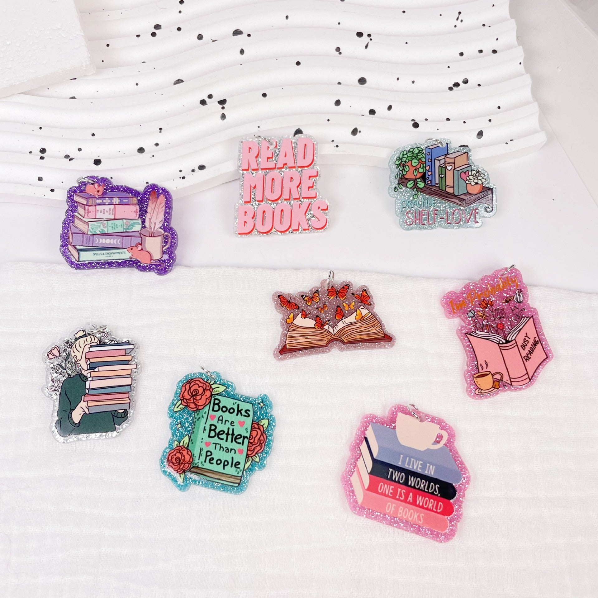 Wholesale 10pcs Acrylic Glitter Version of The Back-to-school Season Earrings Small Pendant DIY Accessories