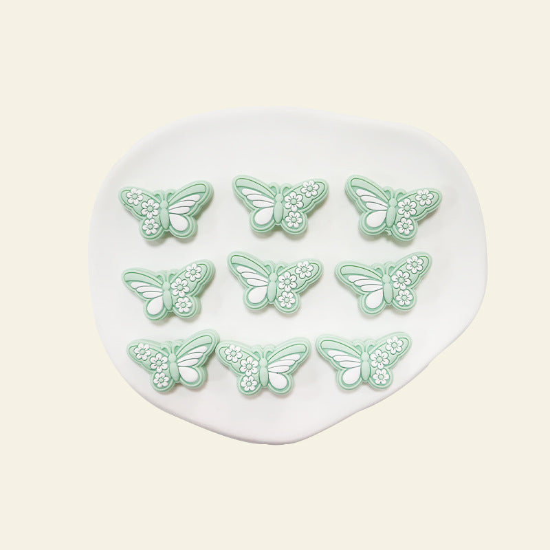Wholesale silicone beads new epoxy butterfly loose beads baby teether anti-drop chain accessories  Focal Beads