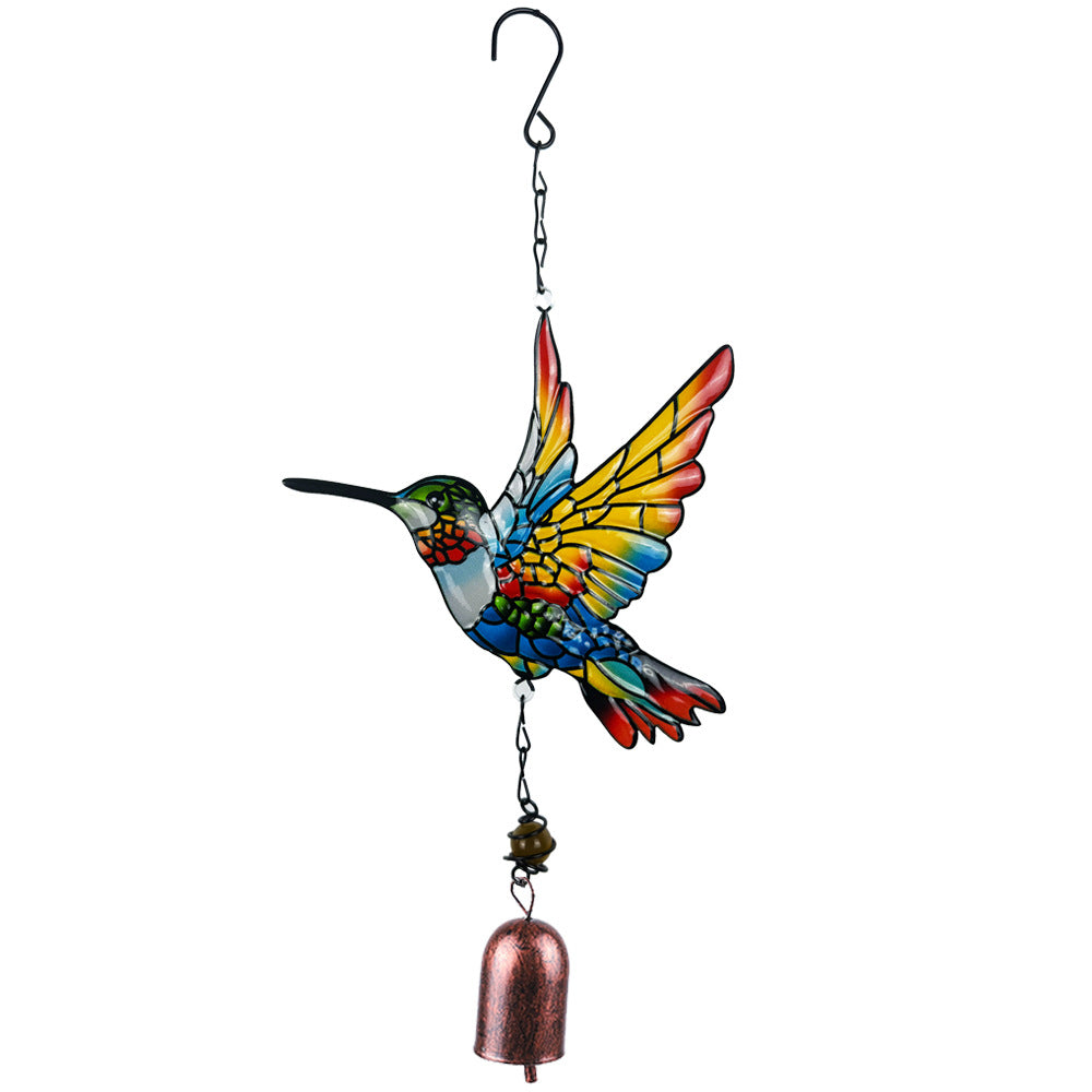 Wholesale Hummingbird wind chime metal iron print bird garden pendant
