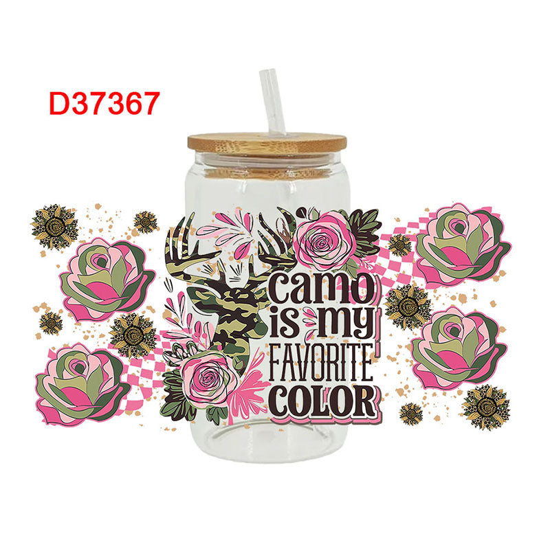 Wholesale UV transfer sticker for glass cups crystal label crystal sticker 16OZ UV DTF WRAPS