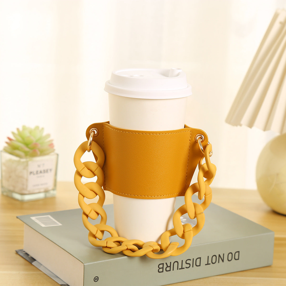 Wholesale Detachable Chain Coffee Non Slip Leather Cup Covers