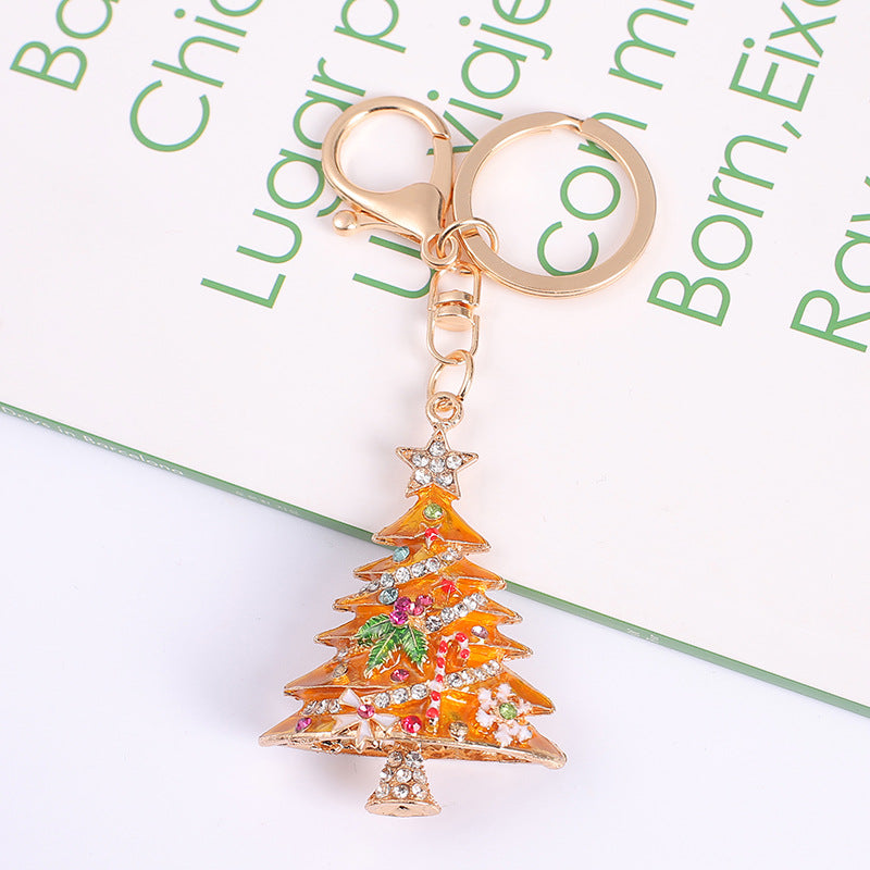 Wholesale Diamond Inlaid Christmas Tree Alloy Keychains