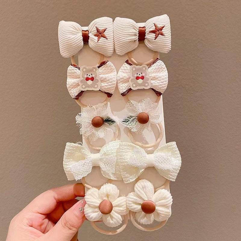 Wholesale Multi Piece Set Autumn and Winter Plush Hair Clip, Children's Coffee Color Cute Forehead Bangs Hair Clip