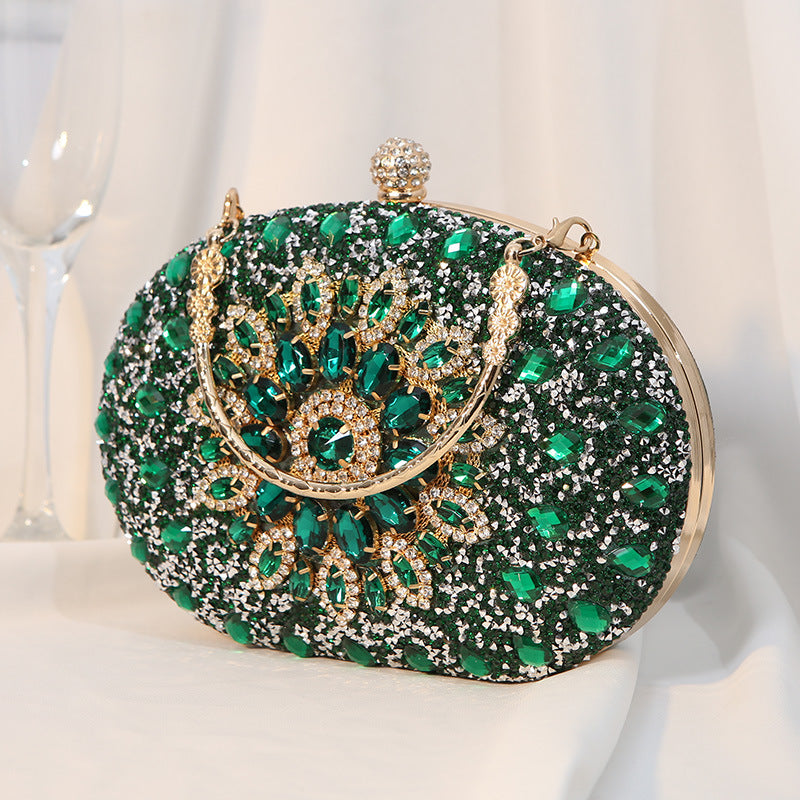 Wholesale Alloy flower diamond studded evening bag clutch bag dress banquet handbag
