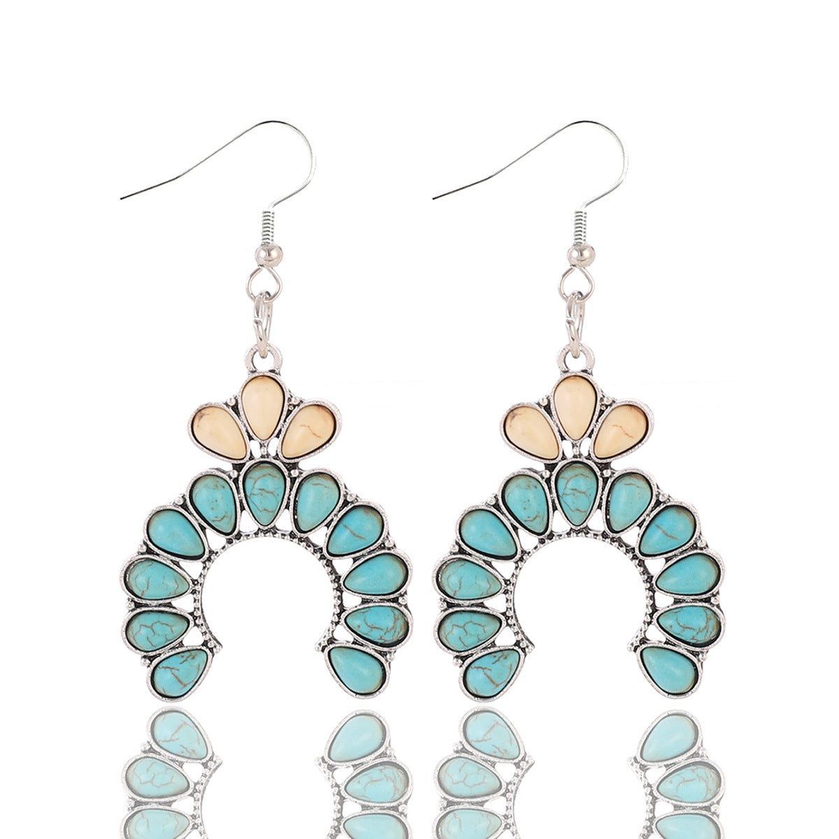 Wholesale Colorful Turquoise Pearly Peacock Blue Alloy Earrings