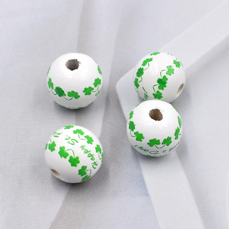 Wholesale 10PCS Irish Festival Decoration DIY Colorful Wooden Beads