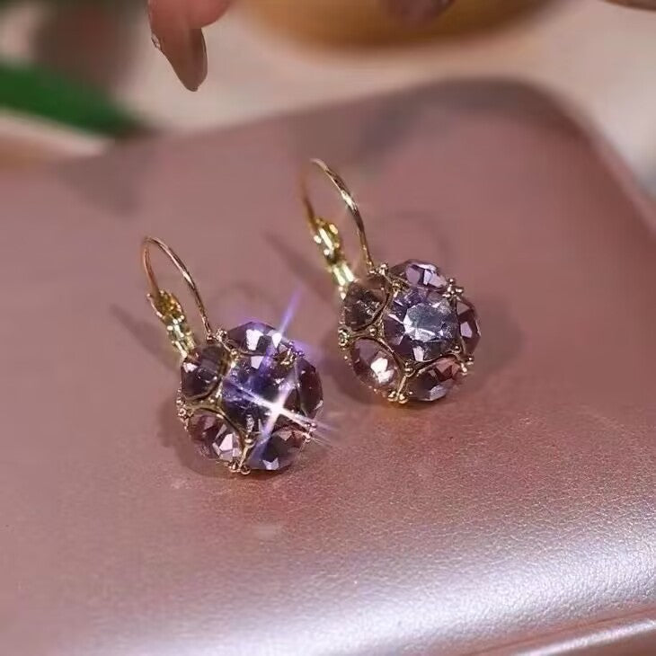 Wholesale Purple crystal earrings exquisite light luxury fashion earrings