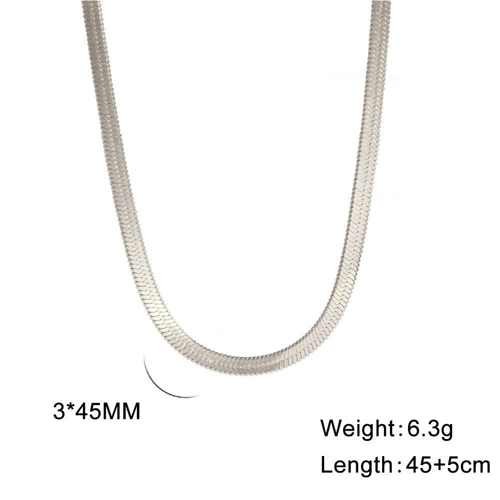 Wholesale Stainless steel snake flat chain snake chain gold necklace snake bone stainless steel plain chain necklace