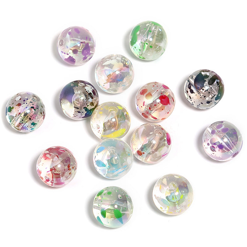 Wholesale 100pcs DIY Color Splash Ink Wind Chime Round Acrylic Beads