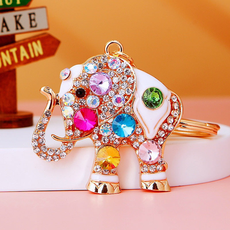 Wholesale Crystal studded diamond elephant cute metal keychain