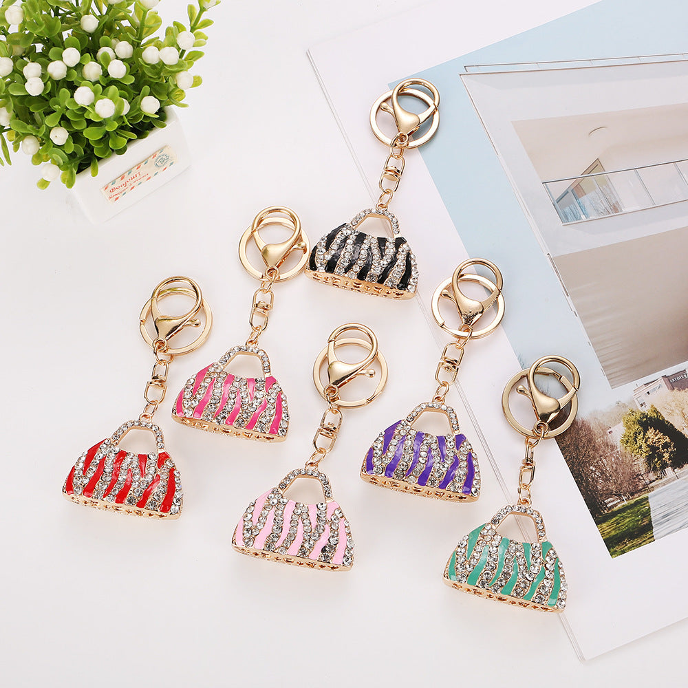 Wholesale Cute Rhinestone-Studded Bow Children' s Handbag Keychain