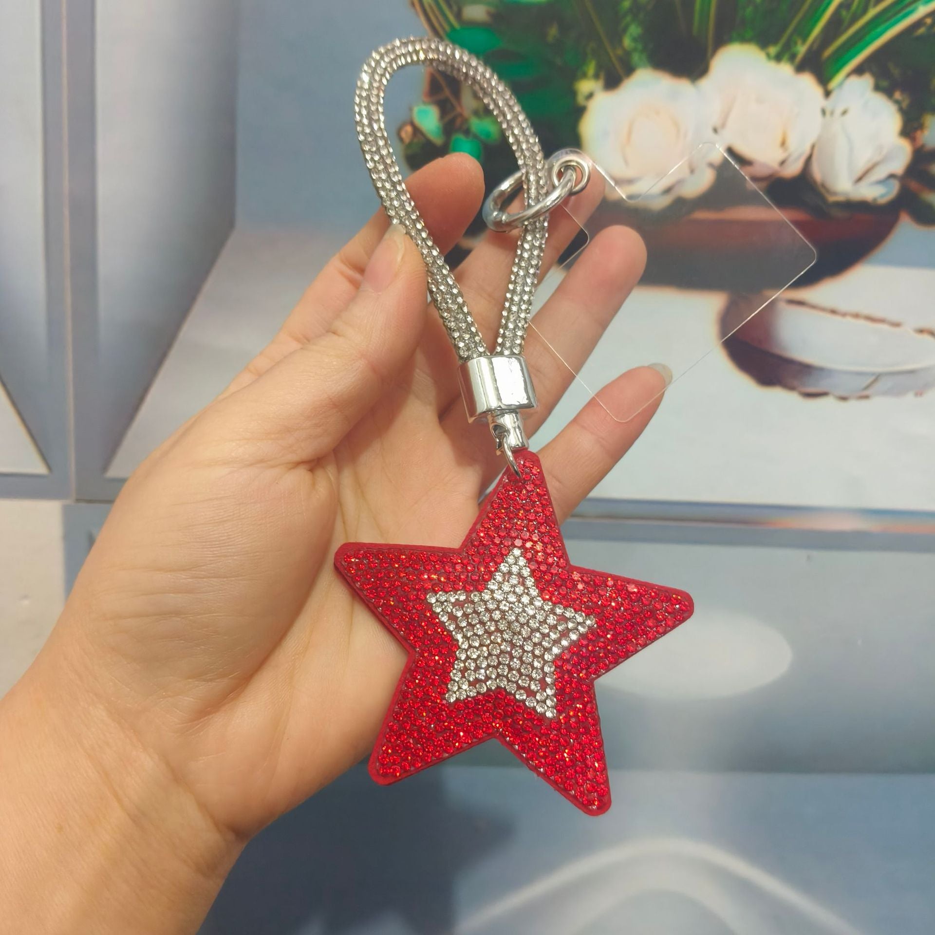 Wholesale Colorful cartoon pentagram diamond studded keychain