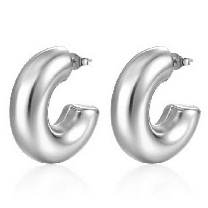 Wholesale Retro Geometric Irregular C Shape Polka Dot Gold Plated Earrings