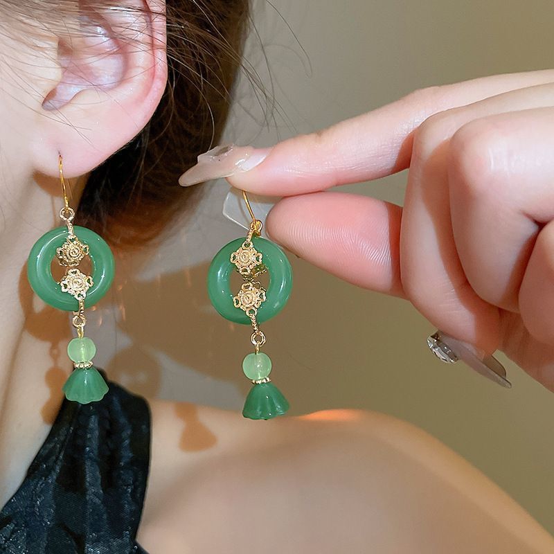 Wholesale New Chinese Style Lotus Fan Butterfly Pearl Tassel Temperament Fashion Niche High-end Earrings