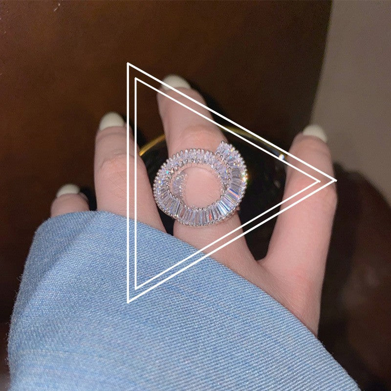 Wholesale Silver Plated Inlaid Overturning Stone Metal Rings