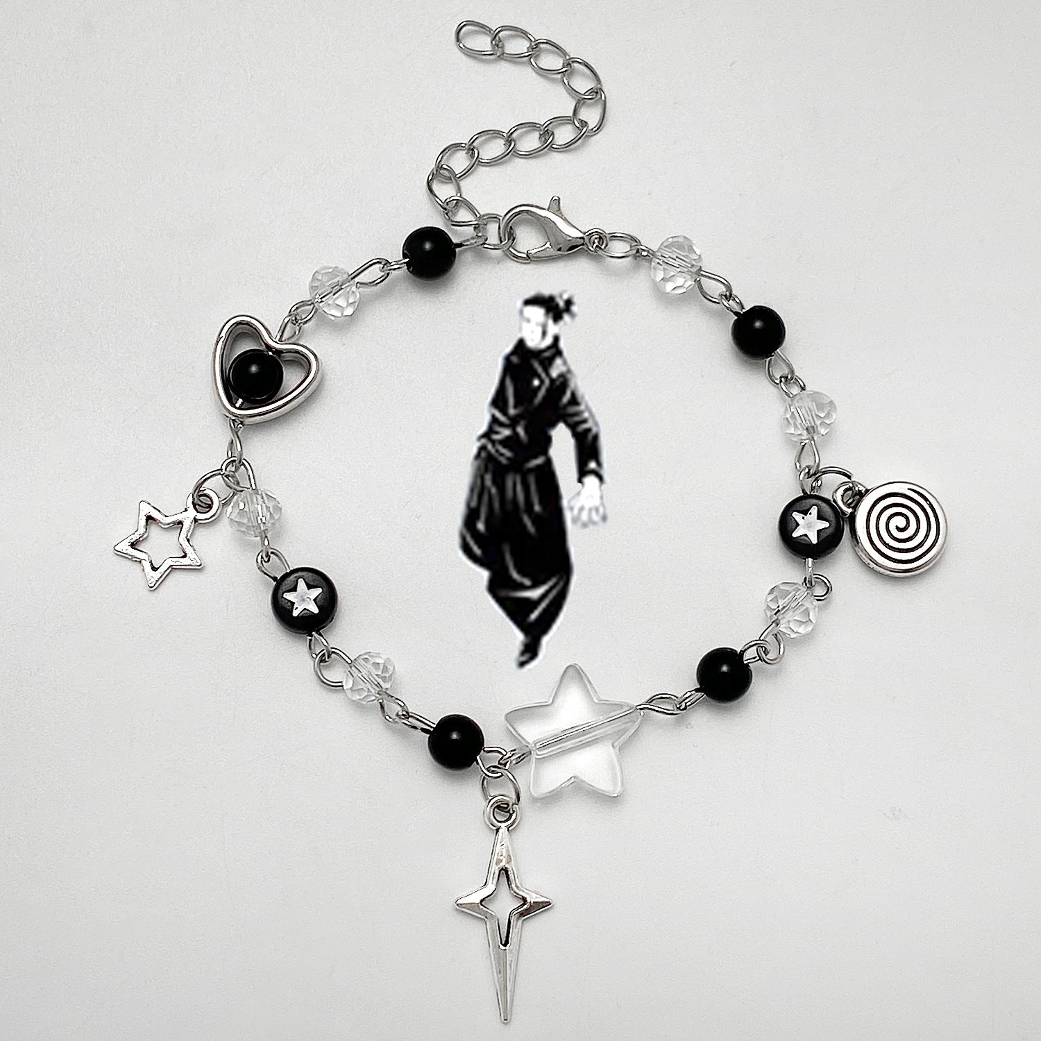 Wholesale Spice Punk Hollow Pentagram  Heart Bracelet