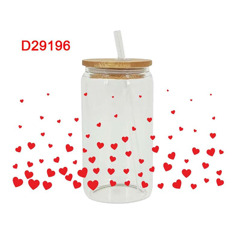Wholesale Cute Pink Cartoon The Loving Ghost 16oz Cup UV DTF Wraps
