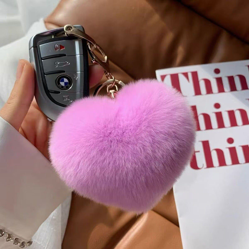 Wholesale Cute Heart shaped Hairball Pom Pom  Keychain