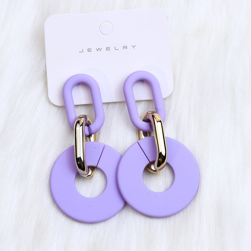 Wholesale Round Hollow Spray Painted Acrylic Earrings