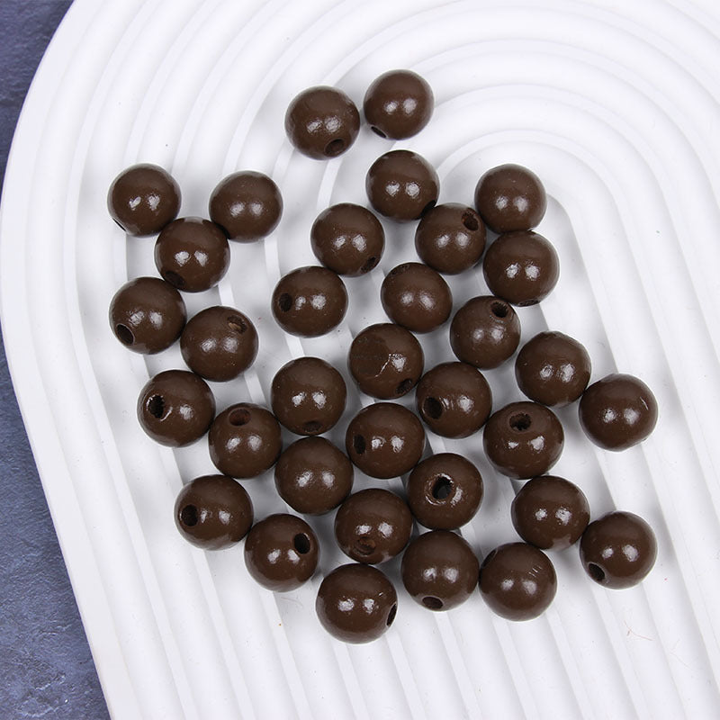 Wholesale 20pcs 16mm Cow Color DIY Wooden Beads Hemp Rope Accessories