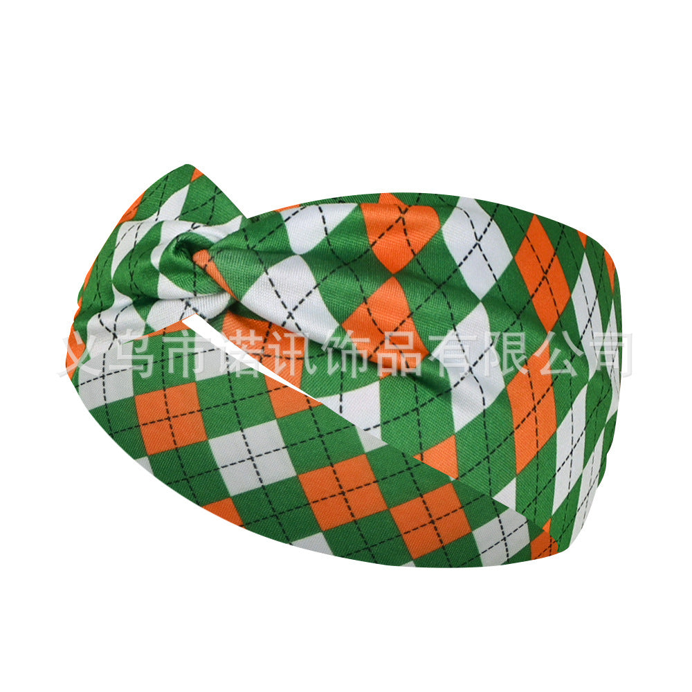 Wholesale St.  Patrick' s printed clover wide edge elastic headband