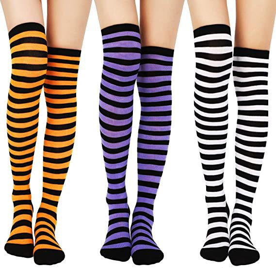 Wholesale Halloween Bat Spider Web Clown Skeleton Skull Over The Knee Socks