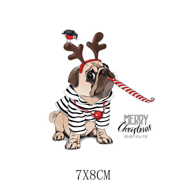 Wholesale 5pcs/pack  Pink Christmas Cartoon House Heat Transfer Pattern Clothing Sticker   UV DTF Ready to Press Transfers Wraps