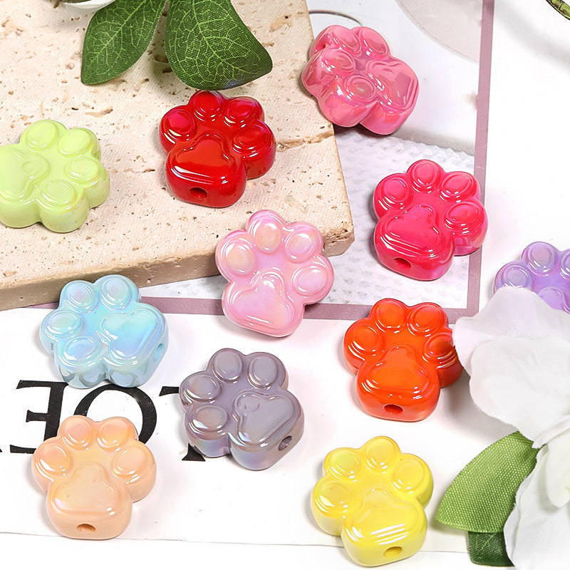 Wholesale 50pcs Acrylic Solid Color Cartoon Cat Claw Straight Hole Beads