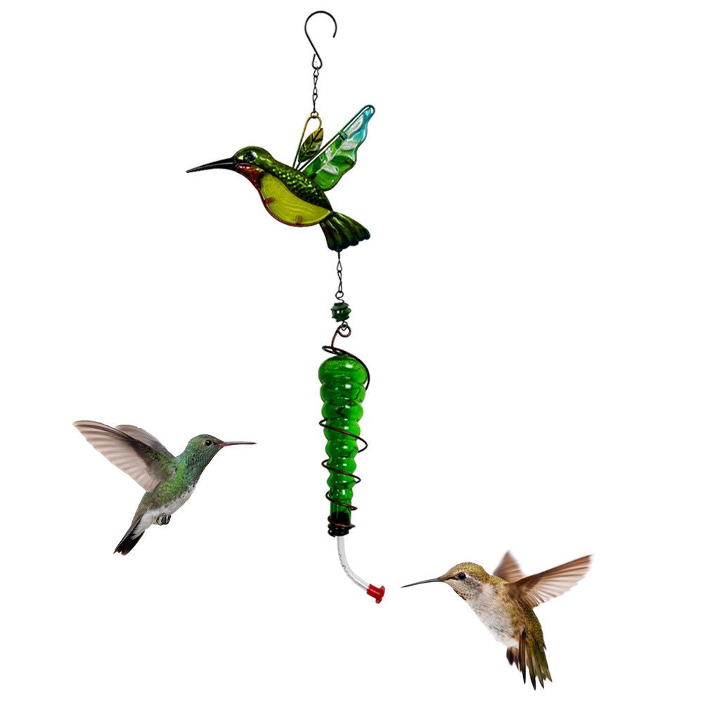 Wholesale Hummingbird Metal Glass Painted Wind Chime Ornament