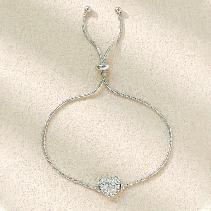 Wholesale Diamond studded heart-shaped pull-out bracelet