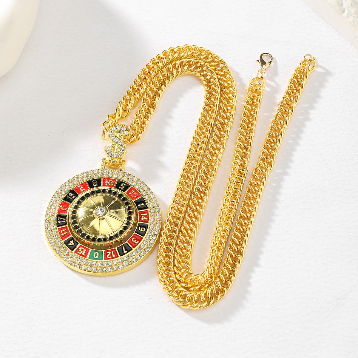 Wholesale Rotatable Clock and Diamond Personality Necklace