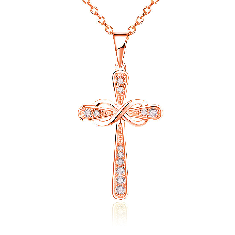 Wholesale eternal infinite love  diamond cross necklace