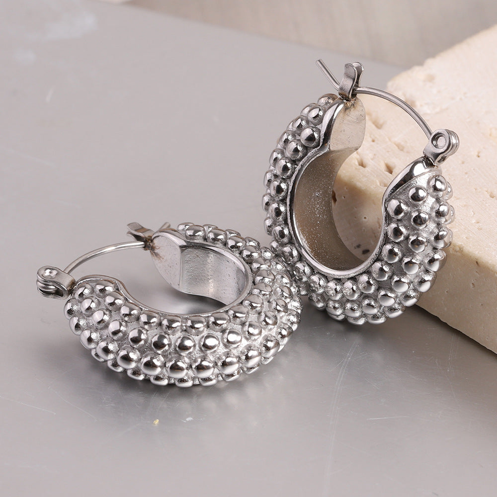 Wholesale Vintage Minimalist Pastry Bitter Gourd Shaped Titanium Steel Earrings