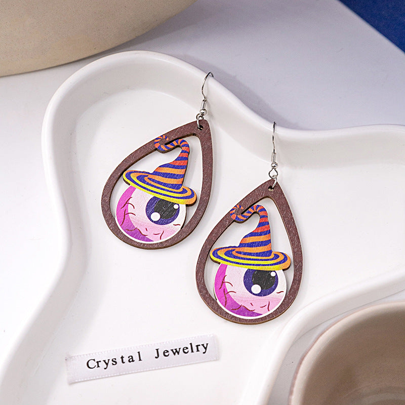 Wholesale and Wholesale of Halloween Party Wooden Pumpkin Earrings
