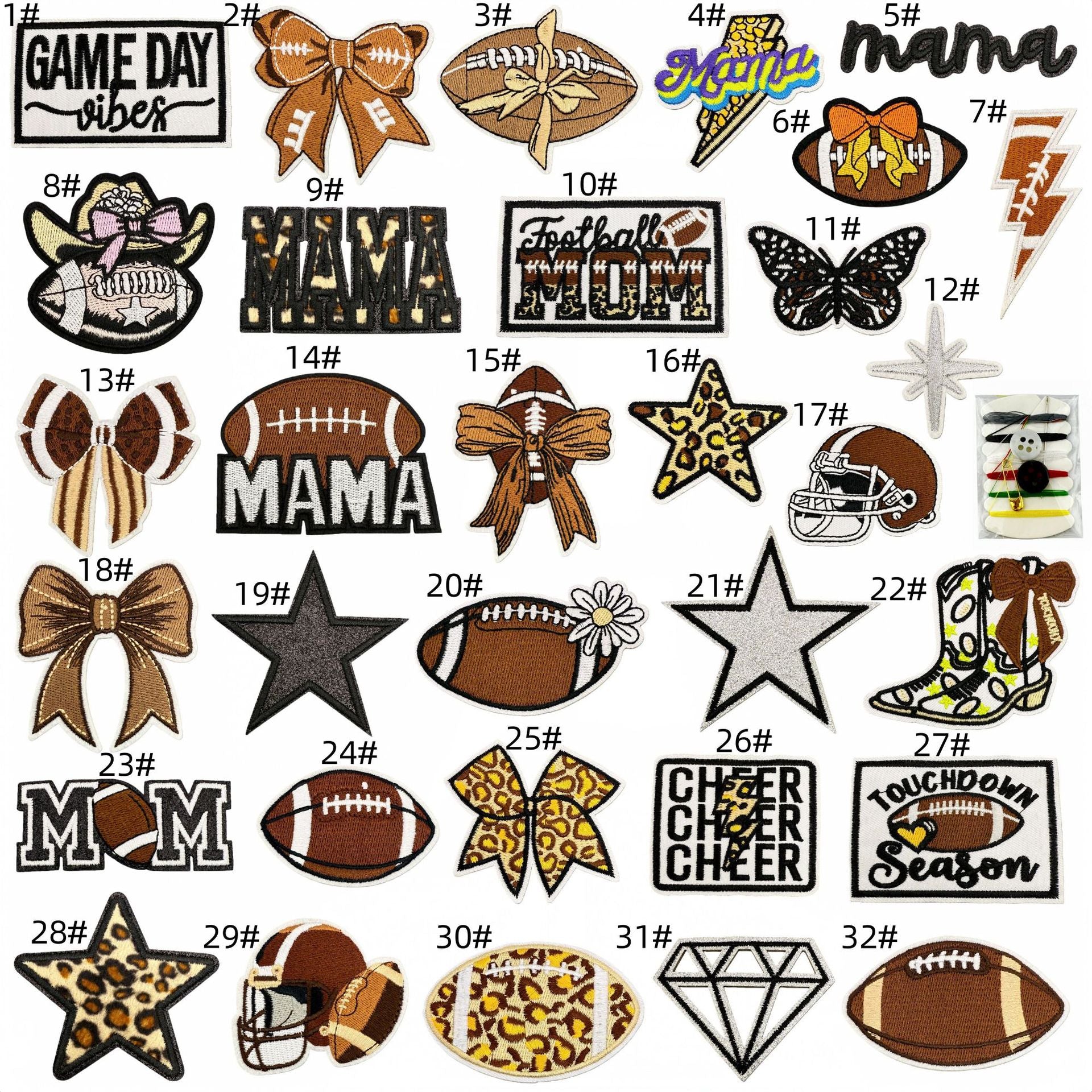 Wholesale Trendy Cartoon Rugby Embroidered Iron On Patches Leopard Print Decorative Applique DIY Craft Accessory
