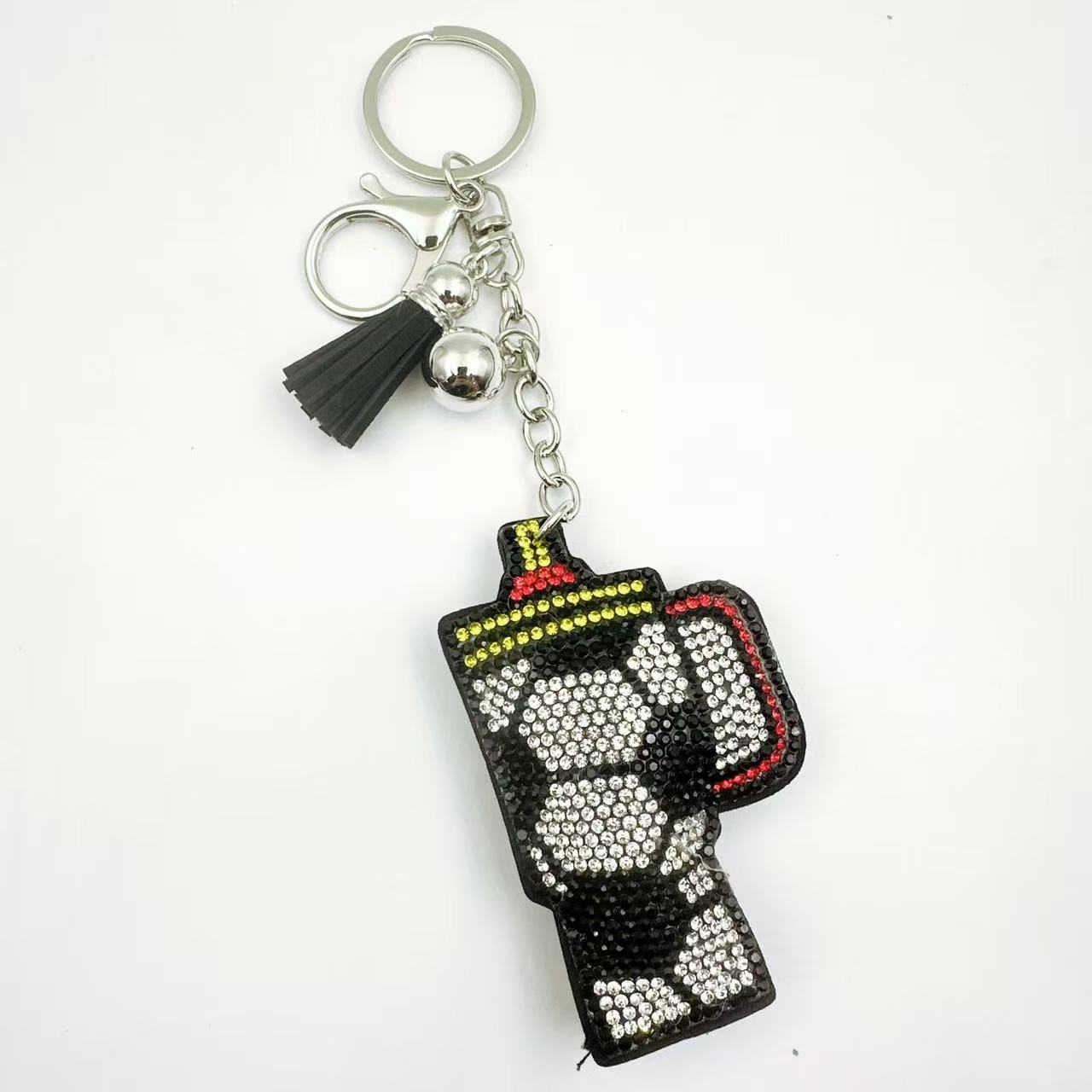 Wholesale Boutique Zinc Alloy Rhinestone Keychain Football Cup Design Bag Charm For Gift
