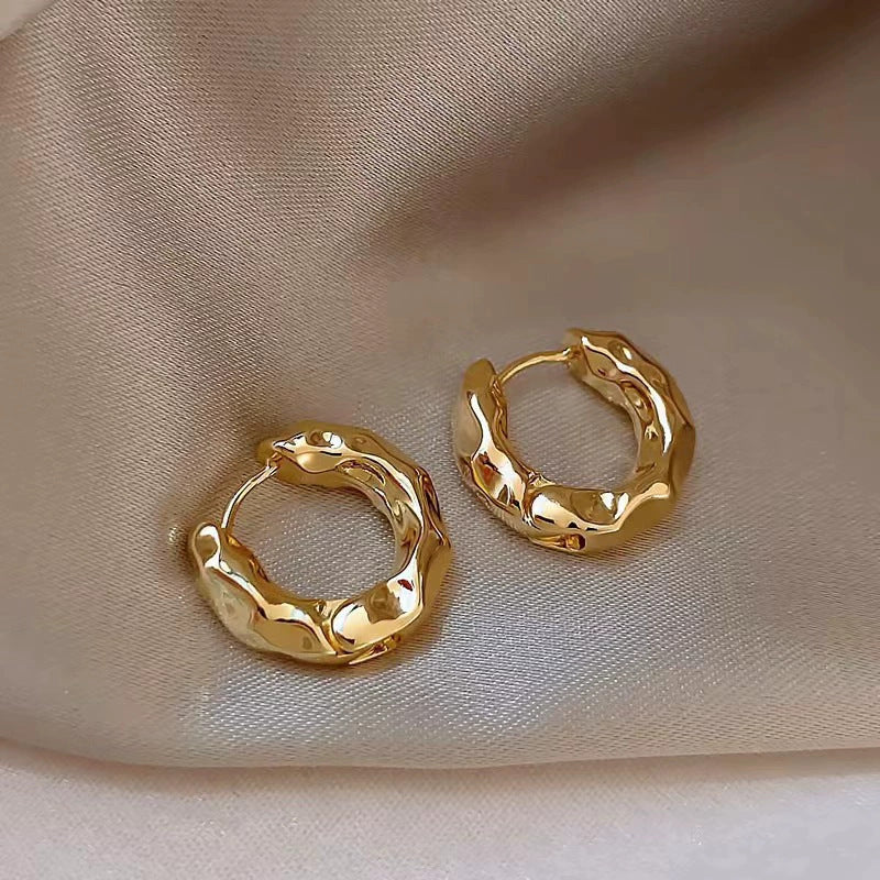 Wholesale Water droplet shaped geometric irregular circle star metal earrings