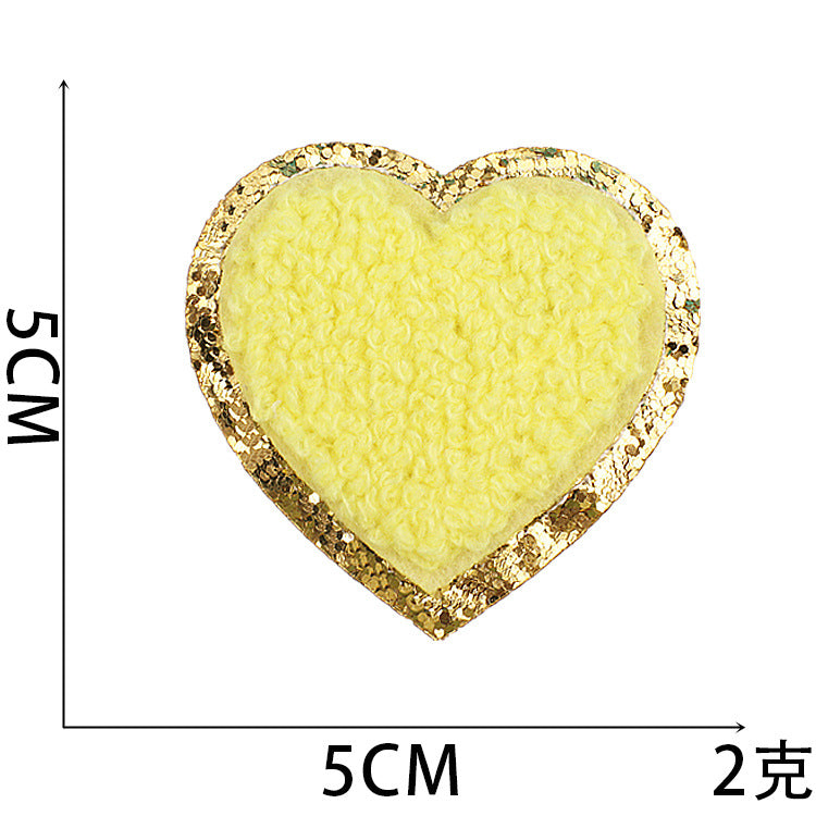 Wholesale Towel Embroidery Heart Glitter Patch Stylish Decorative Applique For Clothing Casual DIY Craft Supply