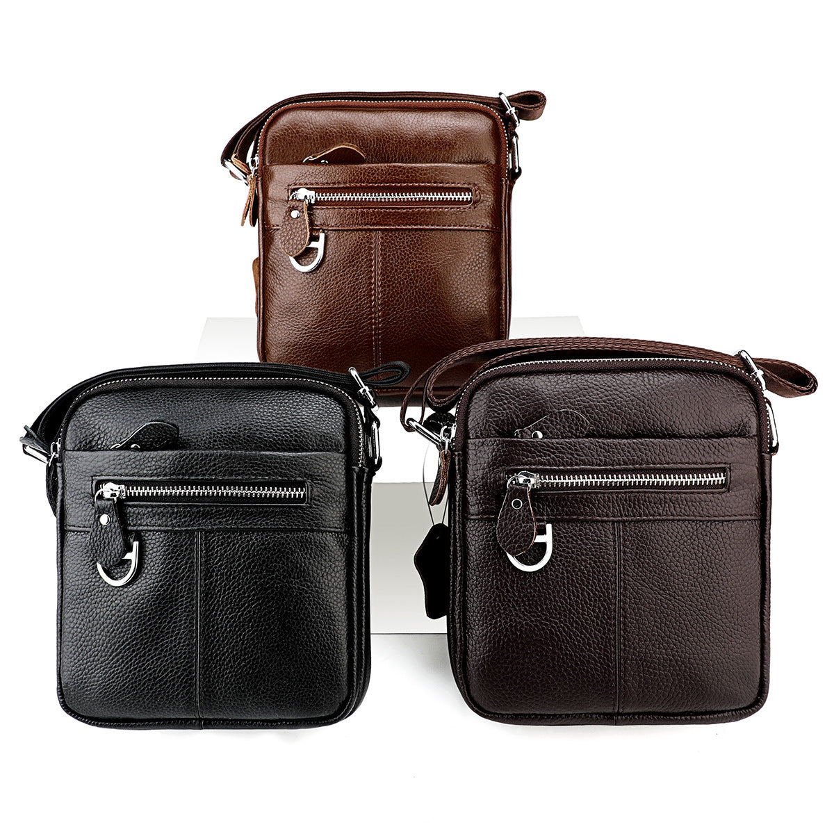 Wholesale men' s large capacity genuine leather shoulder bag messenger bag