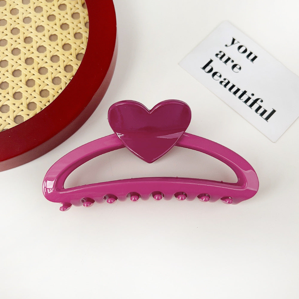 Wholesale Resin Hollow Out Half Circle Heart Color Matching Hair Clip